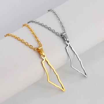Gold & Silver Palestine Map Necklace – Minimalist Heritage Jewelry