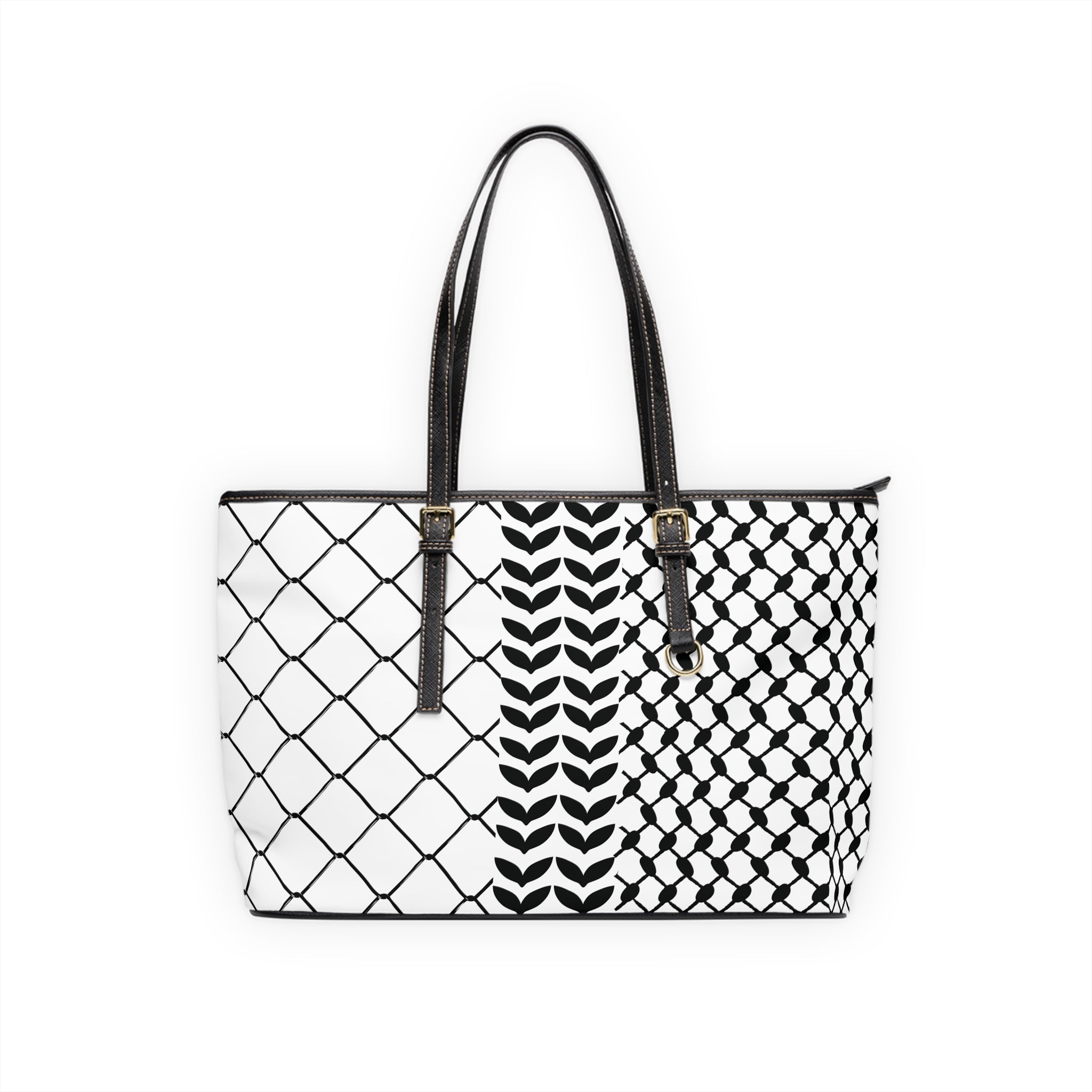 Custom PU Leather Shoulder Bag with Kufiya Pattern