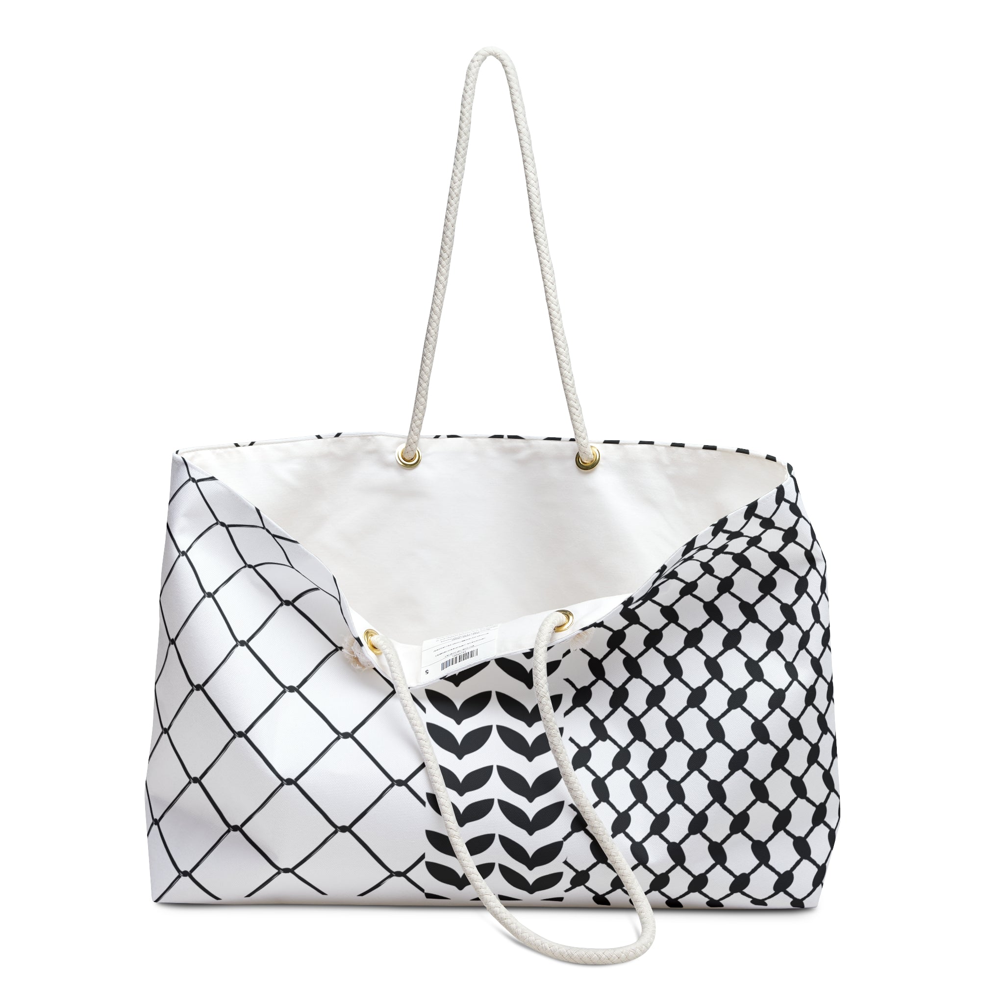 Oversized Weekender Tote with Kufiya Pattern