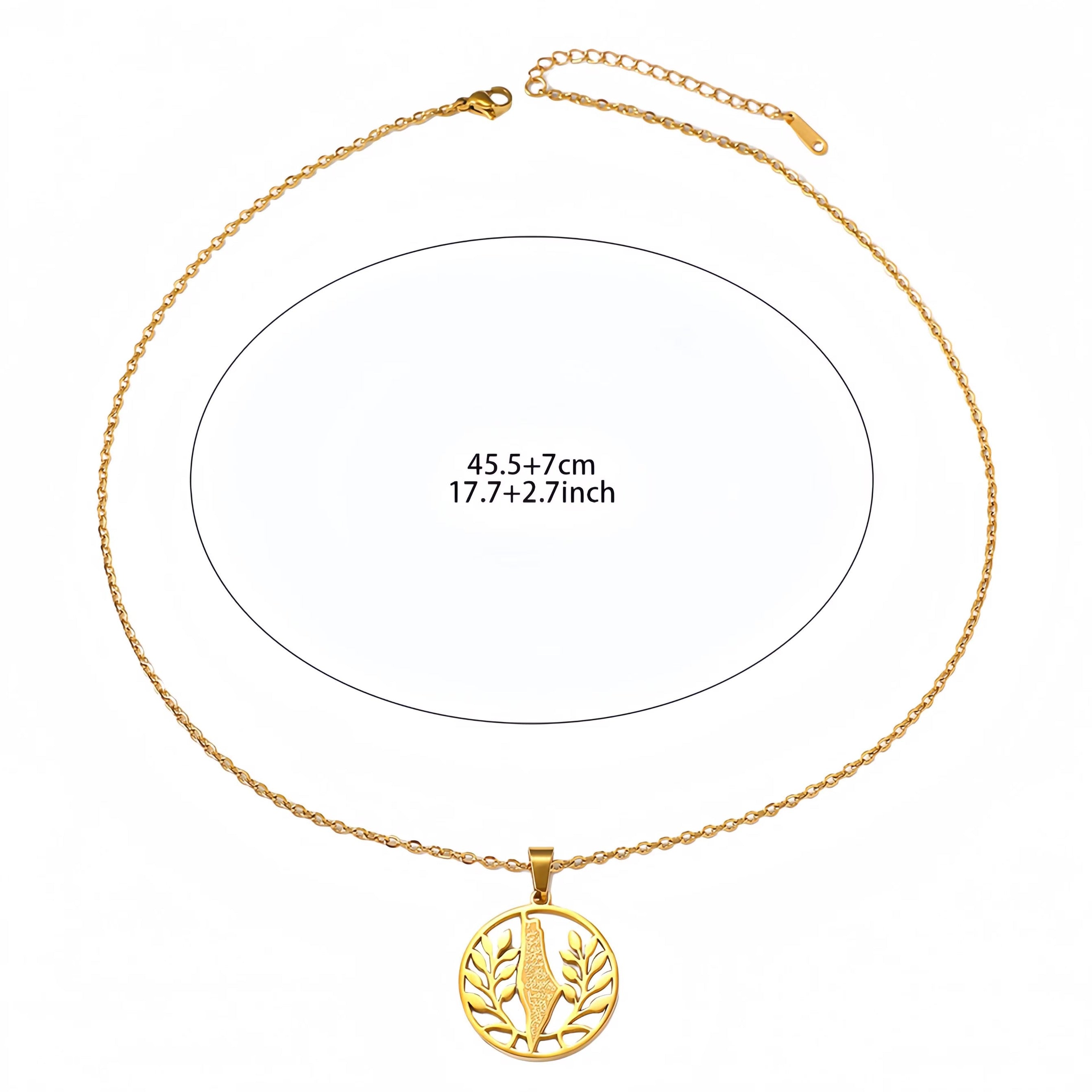 Custom-Made Palestine Map & Olive Branch Necklace – Exclusive to The Kufiya Shop