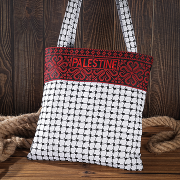 Handmade Palestine Embroidered Tote Bag – Tatreez & Kufiya Fusion