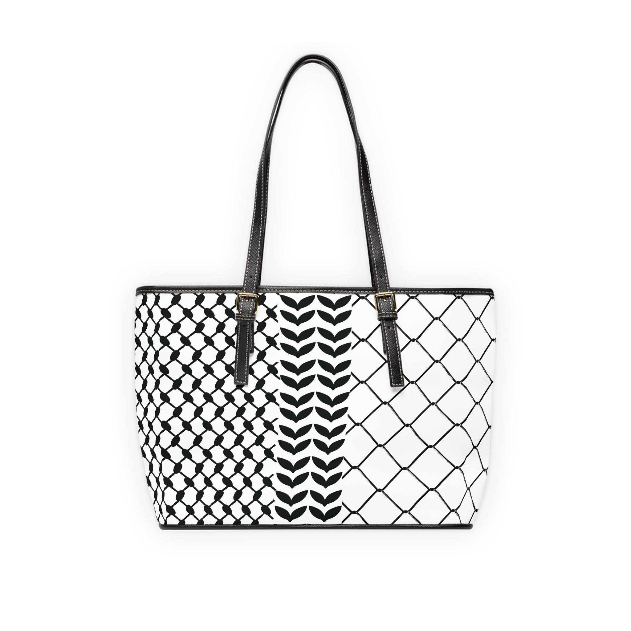 Custom PU Leather Shoulder Bag with Kufiya Pattern