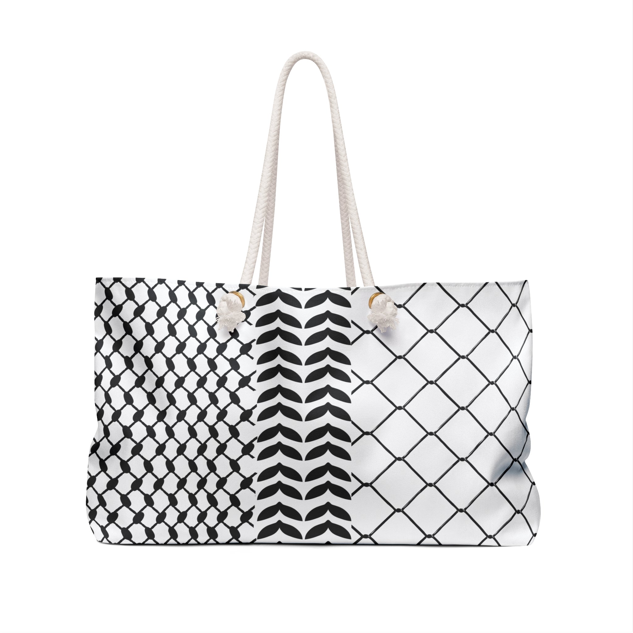 Oversized Weekender Tote with Kufiya Pattern