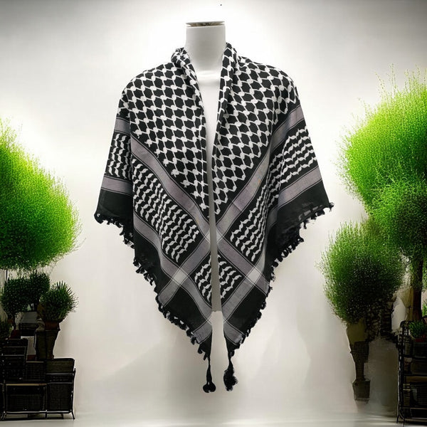 Palestinian Keffiyeh Scarf Heritage - Black and white