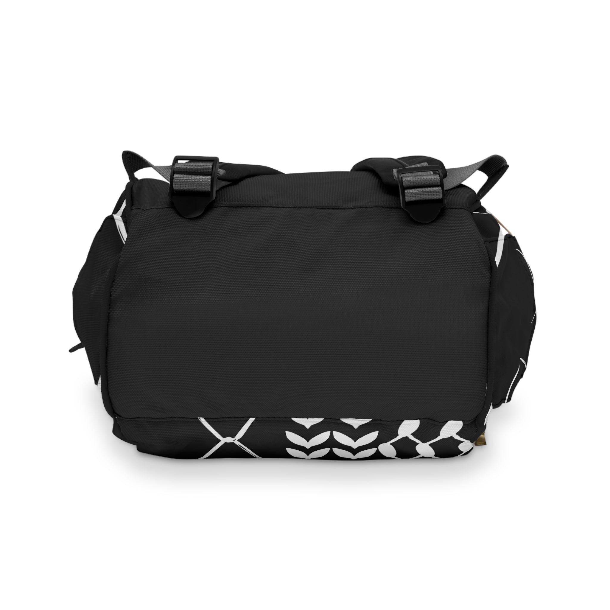 Multifunctional Diaper Backpack with Kufiya Pattern Black
