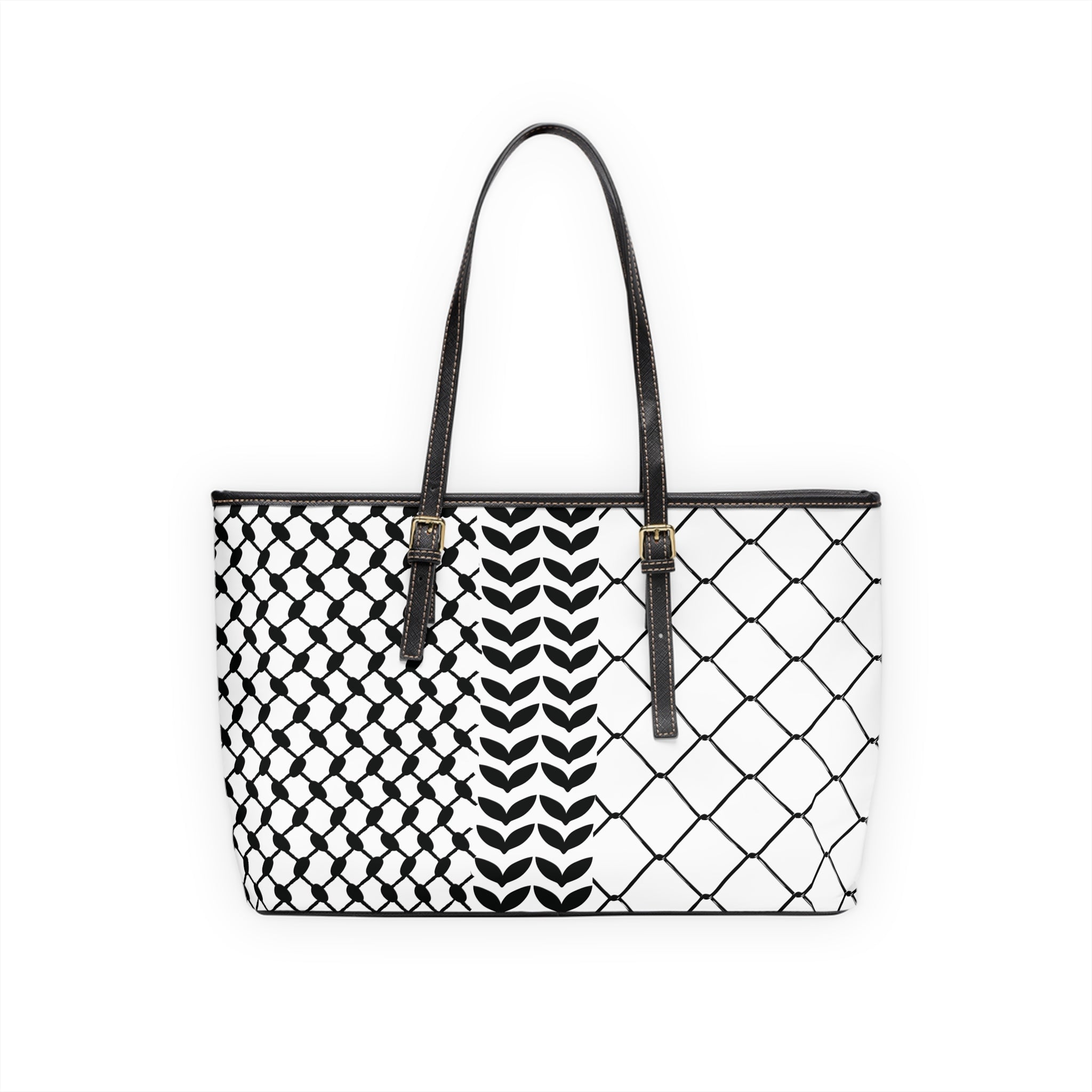 Custom PU Leather Shoulder Bag with Kufiya Pattern