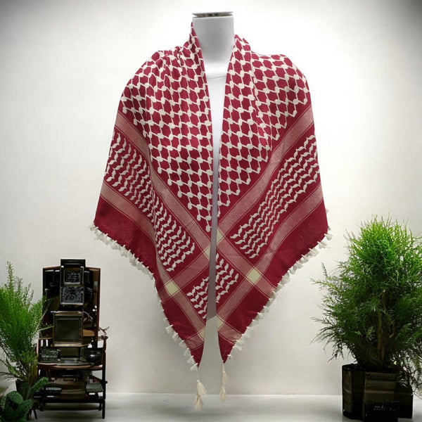 Palestinian Keffiyeh Scarf Heritage - Red and white