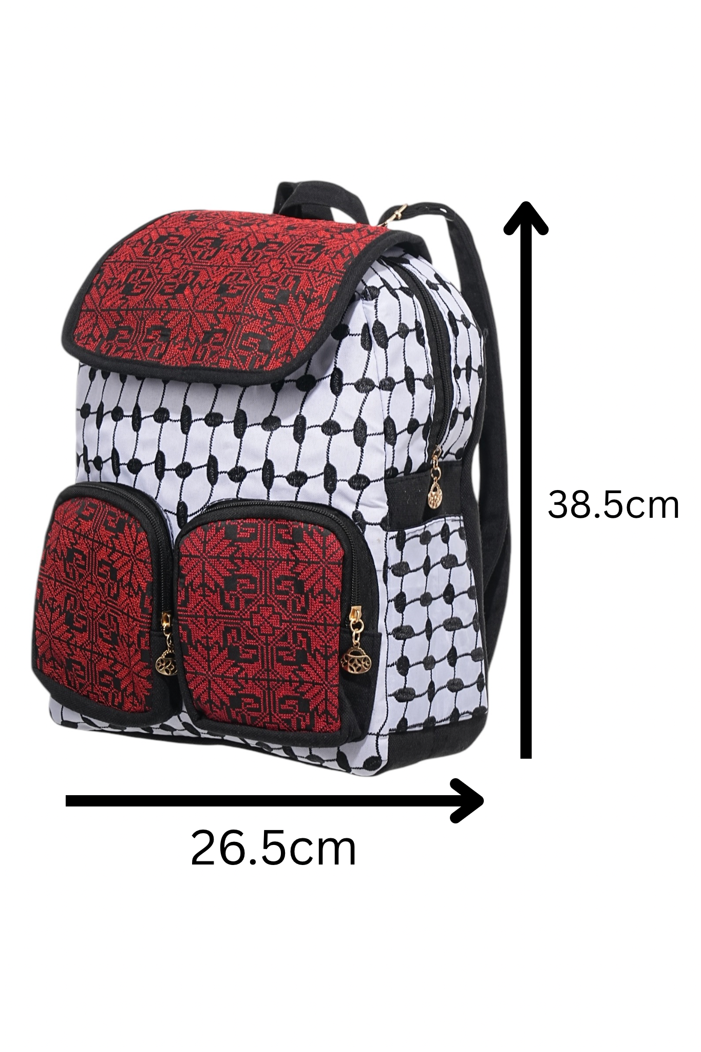 Handmade Tatreez & Kufiya Pattern Embroidered Backpack – Palestinian Craftsmanship