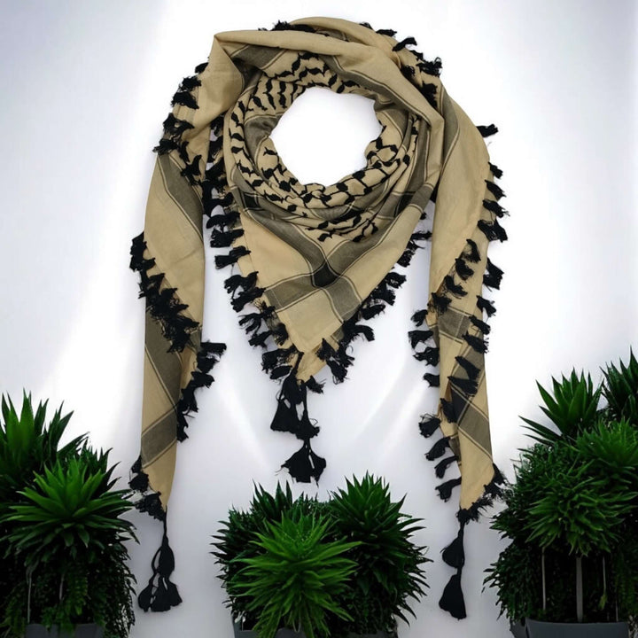 Off-White and Black Kufiya Scarf 