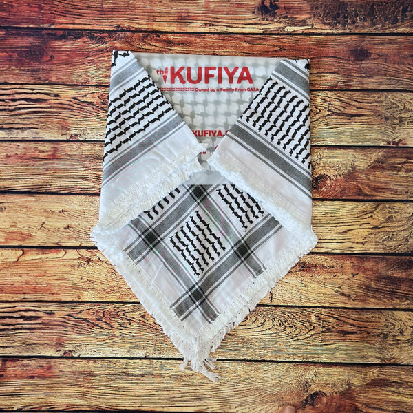 Classic White and Black kufiya special made | Traditional Palestinian Keffiyeh Scarf
