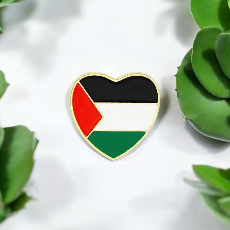 Show Your Solidarity with Palestine – Palestine Flag Heart Pin
