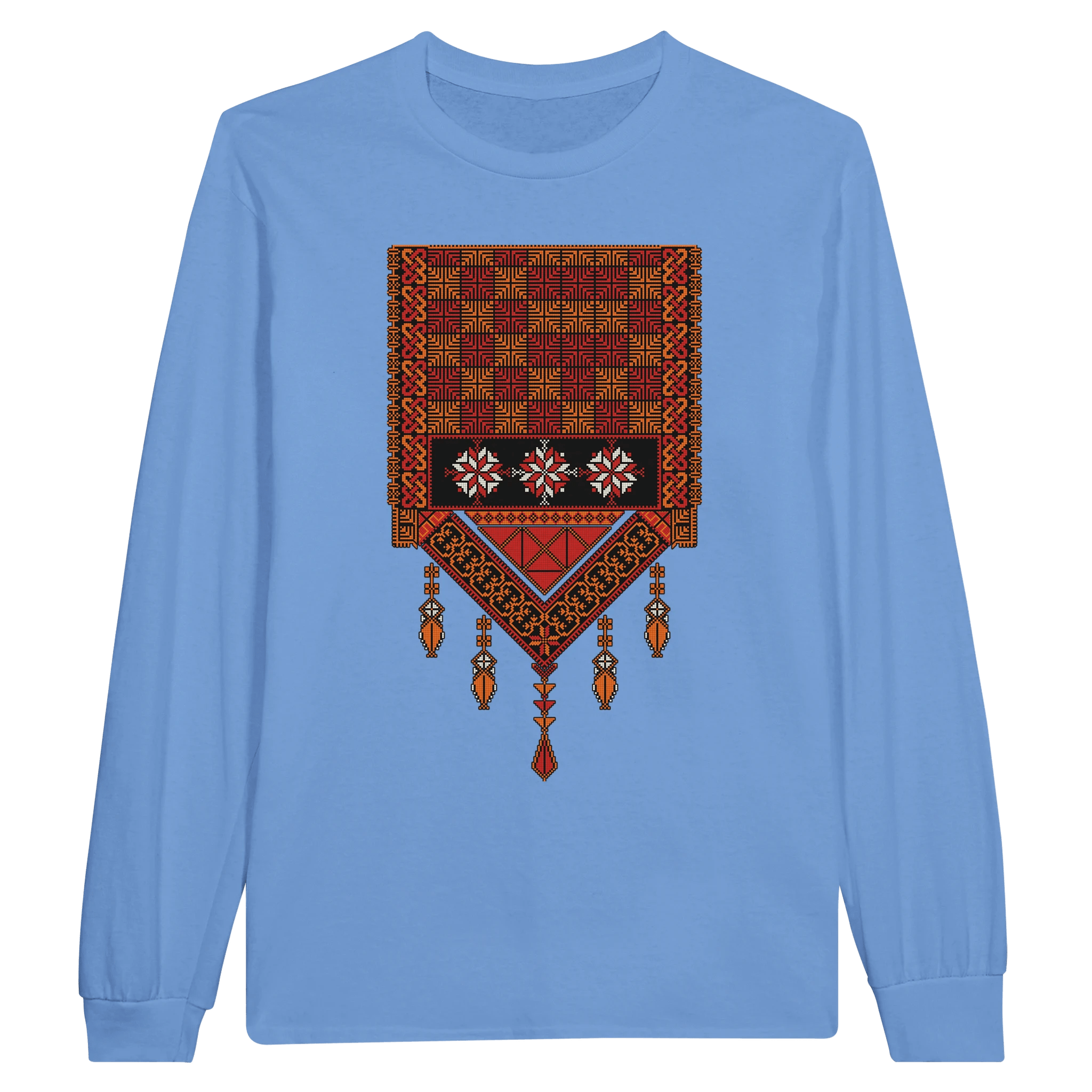 Long - Sleeve T-Shirt with Palestinian Tatreez Design - The Kufiya ShopLong - Sleeve T-Shirt with Palestinian Tatreez DesignT-ShirtThe Kufiya StoreThe Kufiya Shop6f1f838f - 6f40 - 491c - a1c8 - a3116633dd0aCarolina BlueSd1abf422 - 1025 - 4289 - bd15 - 26f14d47e14f