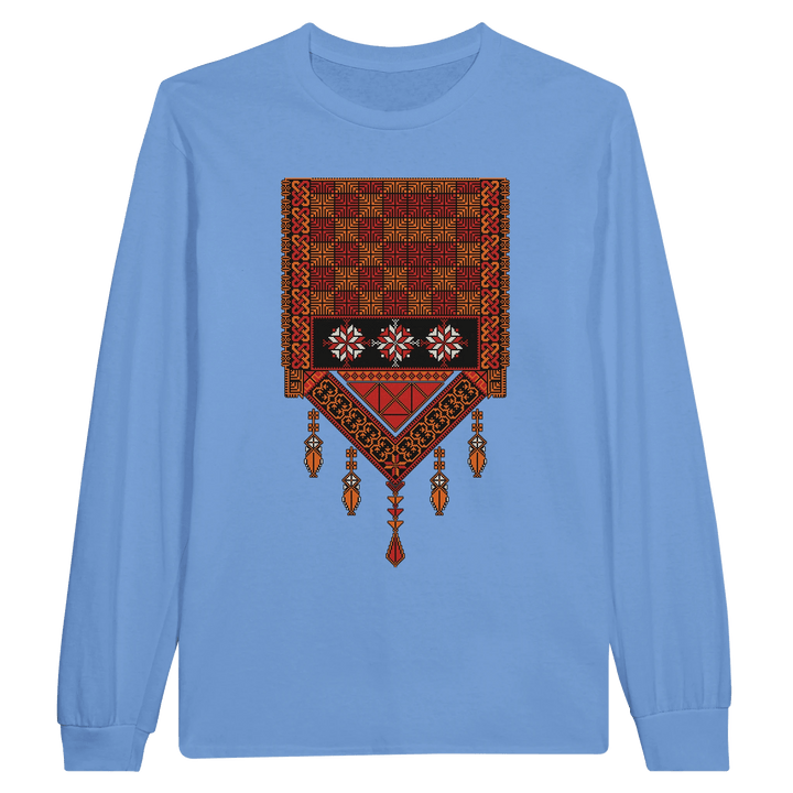 Long - Sleeve T-Shirt with Palestinian Tatreez Design - The Kufiya ShopLong - Sleeve T-Shirt with Palestinian Tatreez DesignT-ShirtThe Kufiya StoreThe Kufiya Shop6f1f838f - 6f40 - 491c - a1c8 - a3116633dd0aCarolina BlueSd1abf422 - 1025 - 4289 - bd15 - 26f14d47e14f