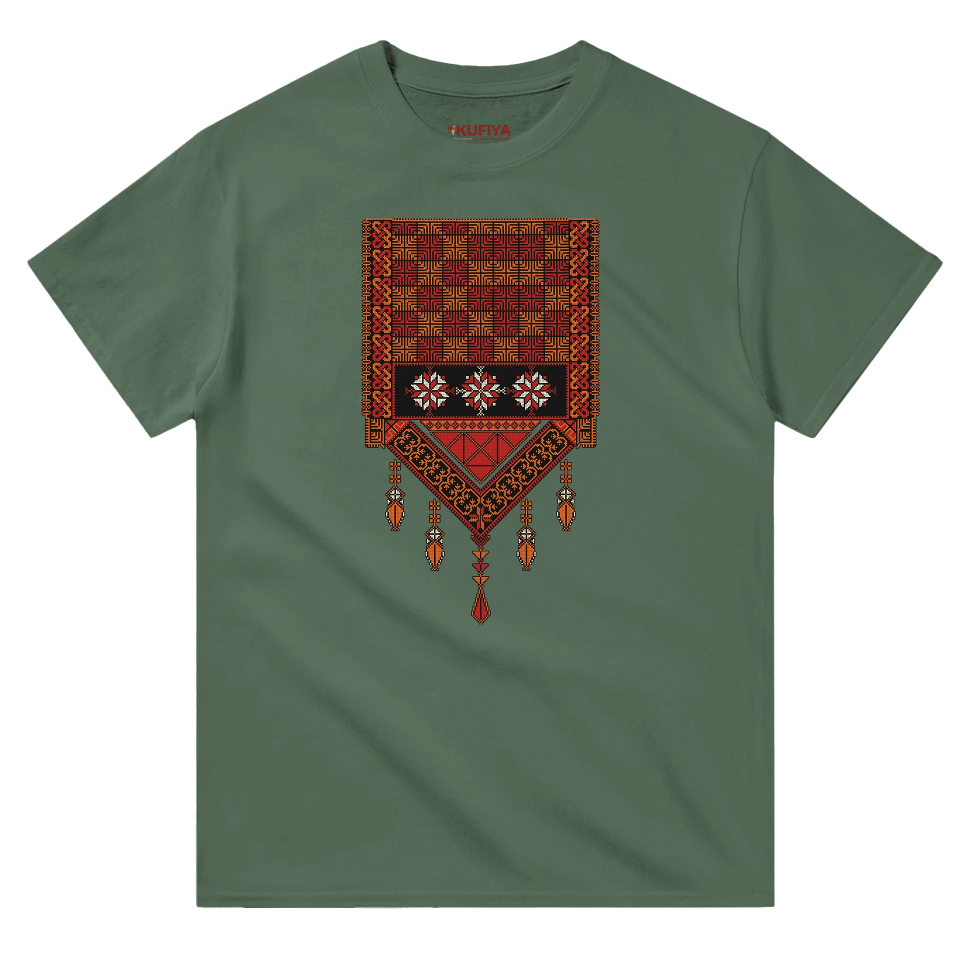 New Palestinian Tatreez T-Shirt Unisex - The Kufiya ShopNew Palestinian Tatreez T-Shirt UnisexPrint MaterialThe Kufiya StoreThe Kufiya Shop3e9bcec0 - 2569 - 4065 - b890 - fb2f560e79e8Military GreenSef22bfb3 - 1452 - 4af2 - b72f - 646bd4b42f5f