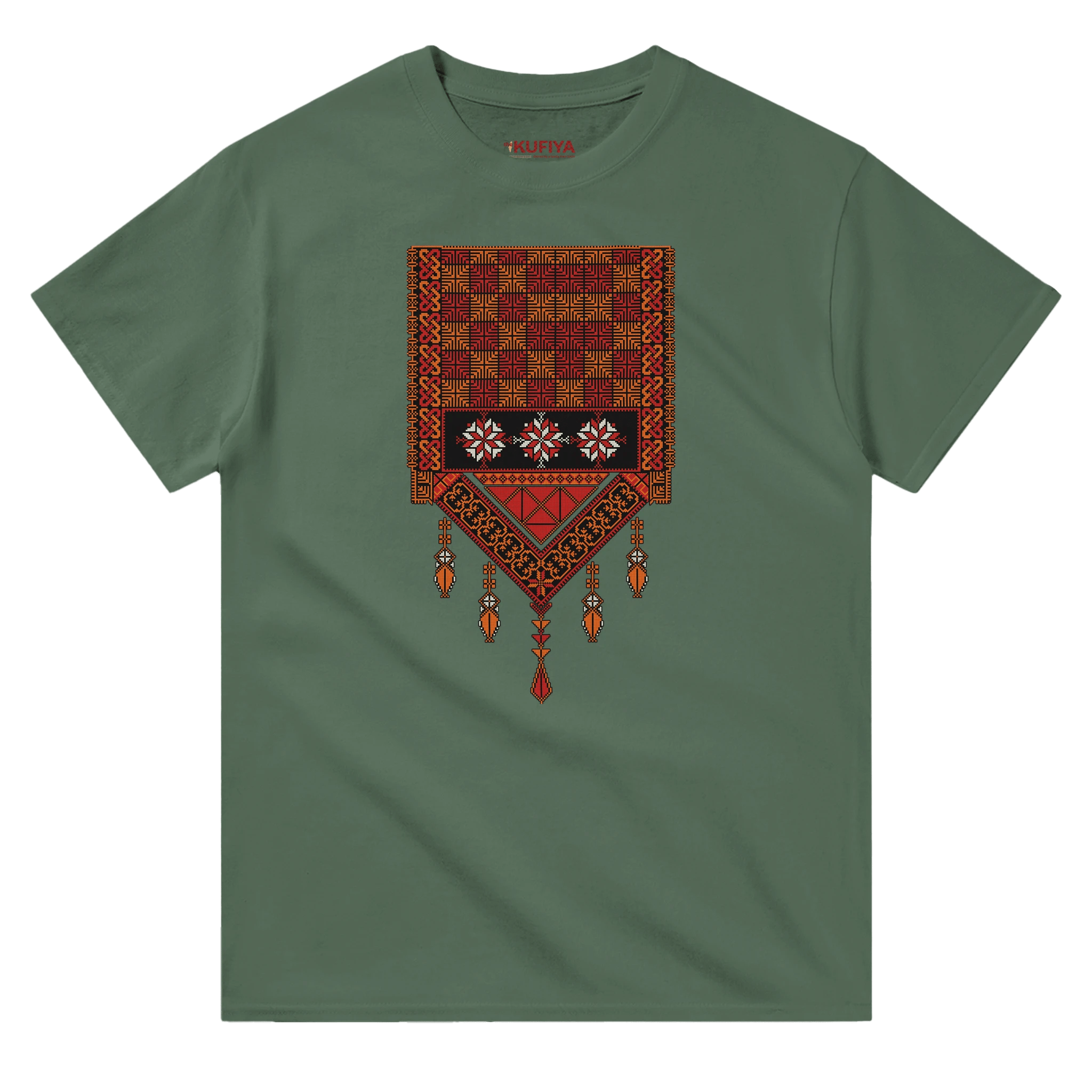 New Palestinian Tatreez T-Shirt Unisex - The Kufiya ShopNew Palestinian Tatreez T-Shirt UnisexPrint MaterialThe Kufiya StoreThe Kufiya Shop3e9bcec0 - 2569 - 4065 - b890 - fb2f560e79e8Military GreenSef22bfb3 - 1452 - 4af2 - b72f - 646bd4b42f5f