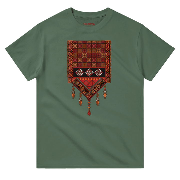 New Palestinian Tatreez T-Shirt Unisex - The Kufiya ShopNew Palestinian Tatreez T-Shirt UnisexPrint MaterialThe Kufiya StoreThe Kufiya Shop3e9bcec0 - 2569 - 4065 - b890 - fb2f560e79e8Military GreenSef22bfb3 - 1452 - 4af2 - b72f - 646bd4b42f5f