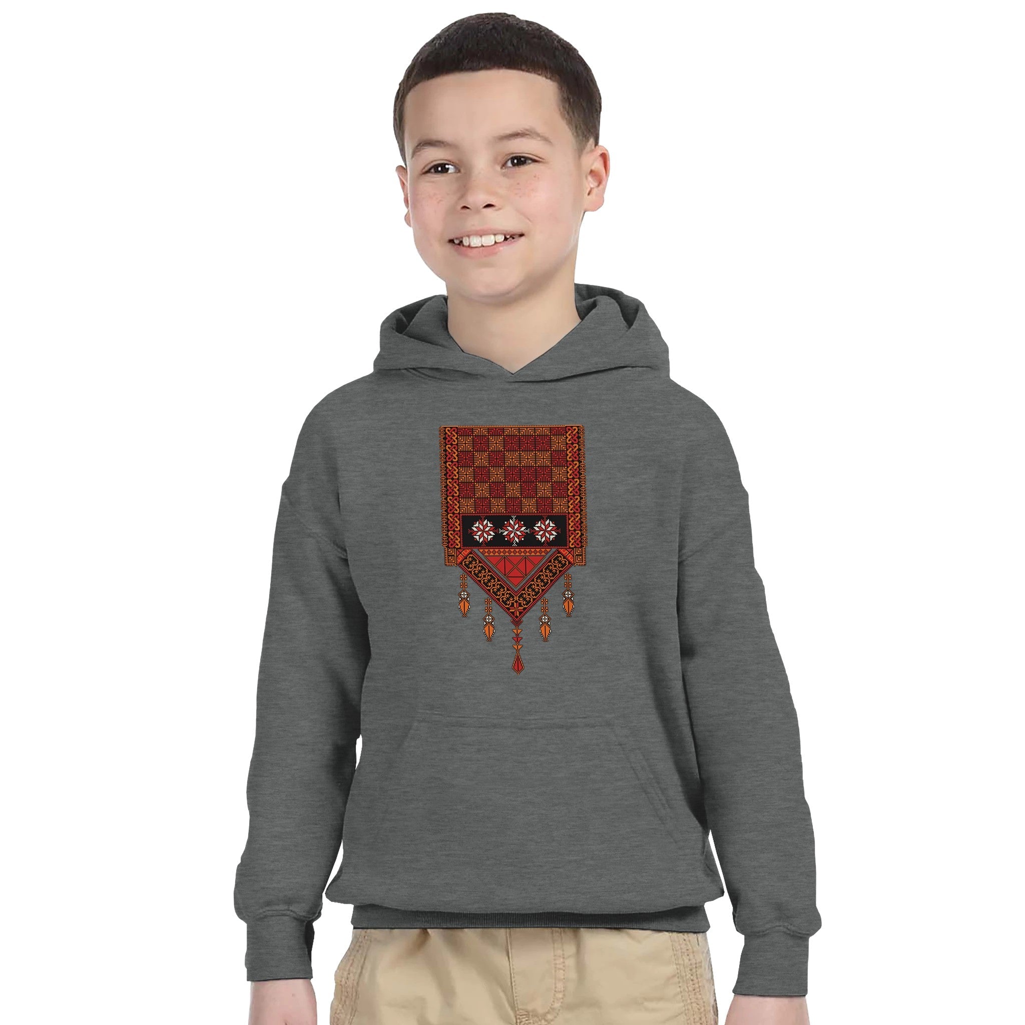 Palestine Tatreez Kids Pullover Hoodie - The Kufiya Shop Palestine Tatreez Kids Pullover HoodiePrint MaterialThe Kufiya StoreThe Kufiya Shop d57b6e2d - 689b - 42a4 - a44e - 69399c140439XLGraphite Heatherf1b03b44 - 1a72 - 4dd9 - 89fb - 46261f8c466f