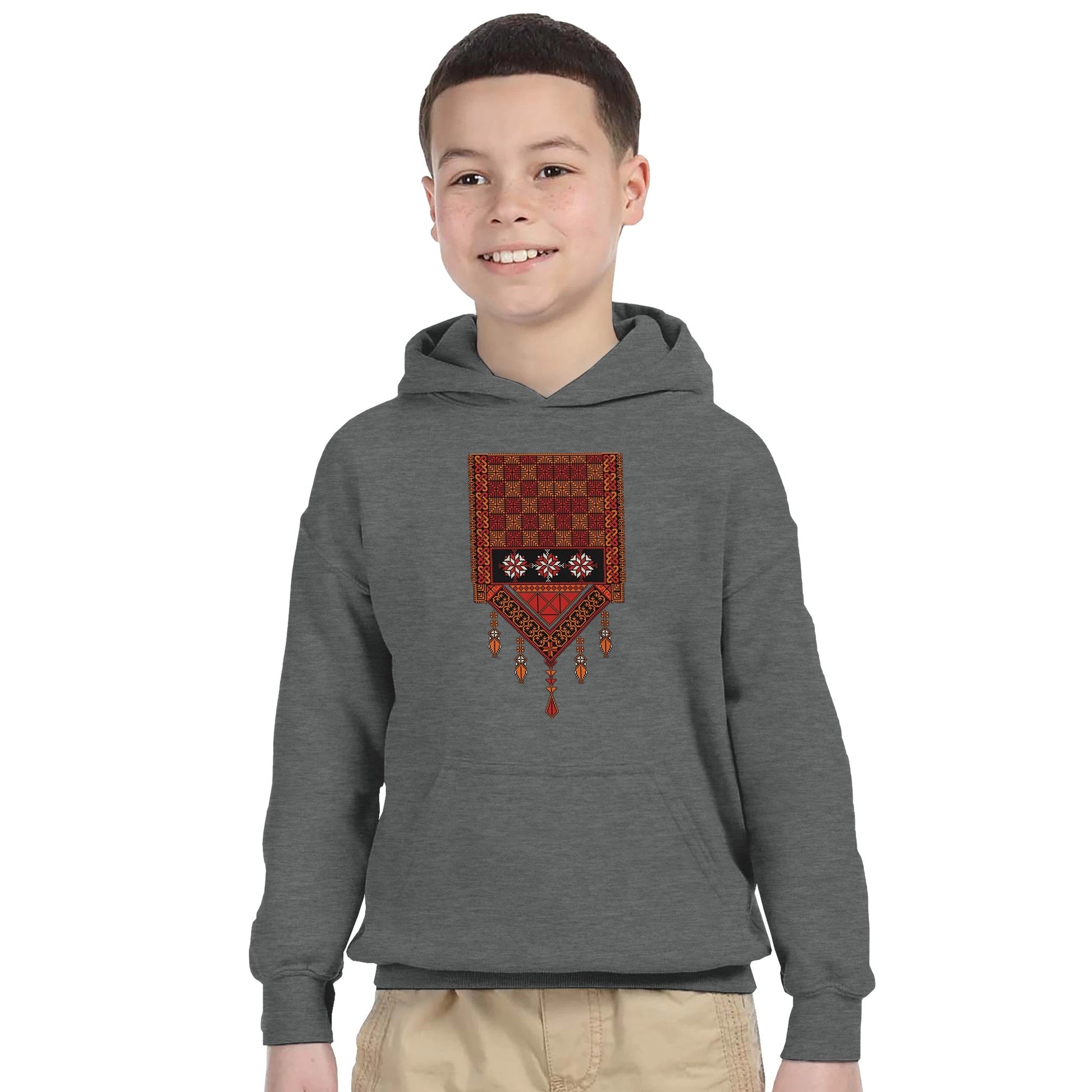 Palestine Tatreez Kids Pullover Hoodie - The Kufiya Shop Palestine Tatreez Kids Pullover HoodiePrint MaterialThe Kufiya StoreThe Kufiya Shop dde98cb9 - b493 - 4a0f - a07d - dbab9de88192SGraphite Heatherfaec70ba - 3b01 - 41b0 - 9c0c - f20ac459d6fa