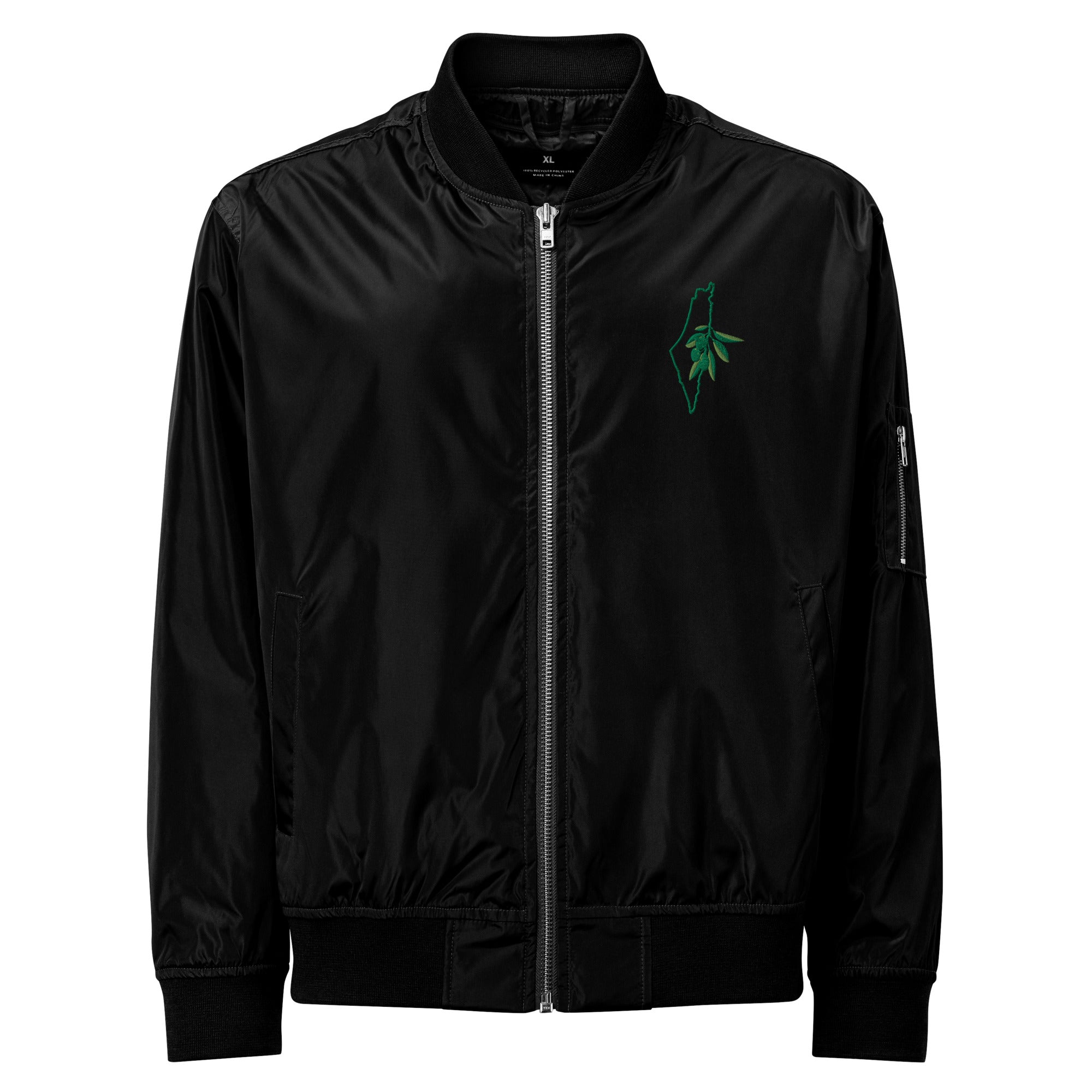 Palestinian Map Embroidered Bomber Jacket – Show Your Solidarity