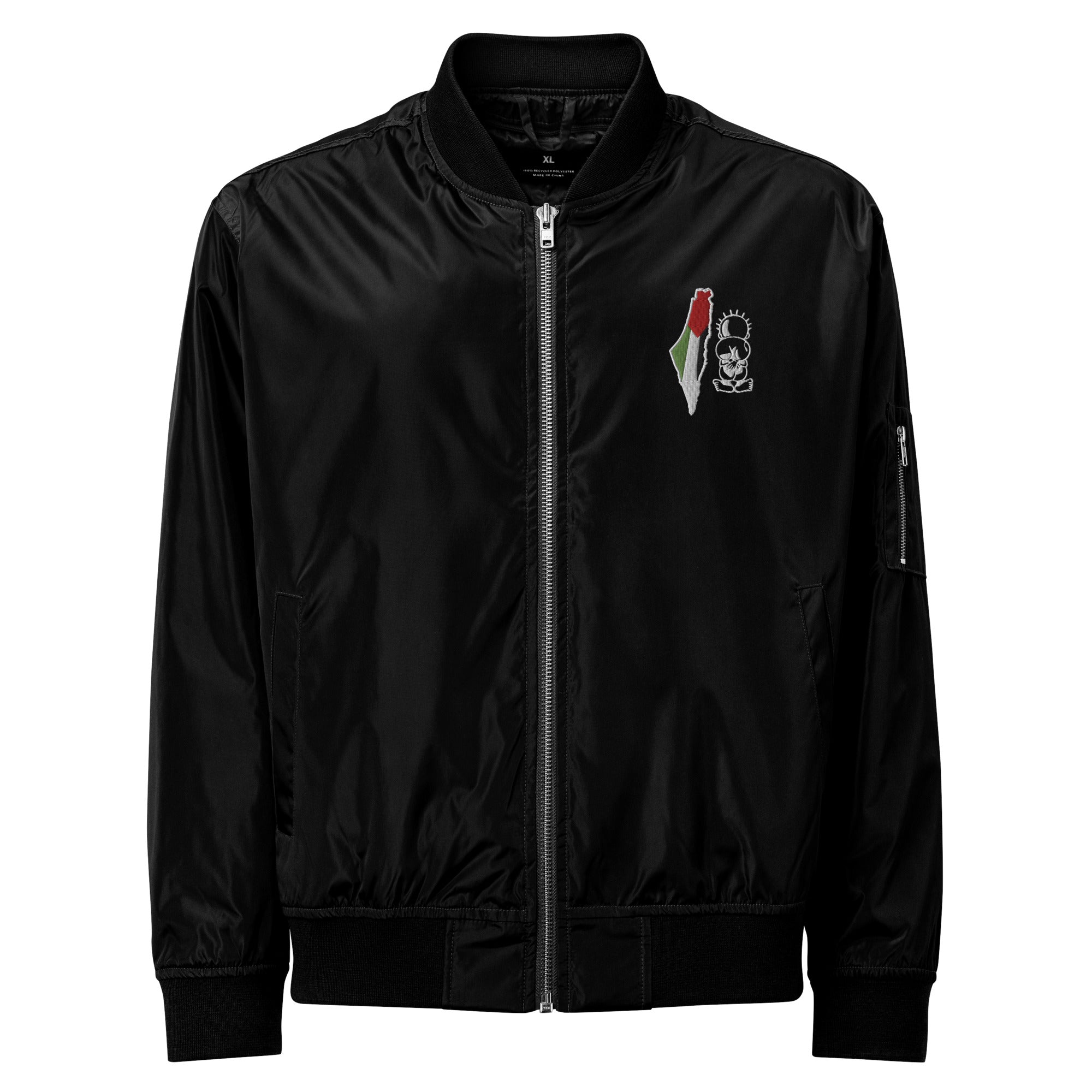 Palestine Map &amp; Handala Embroidered Bomber Jacket – A Bold Statement of Resistance