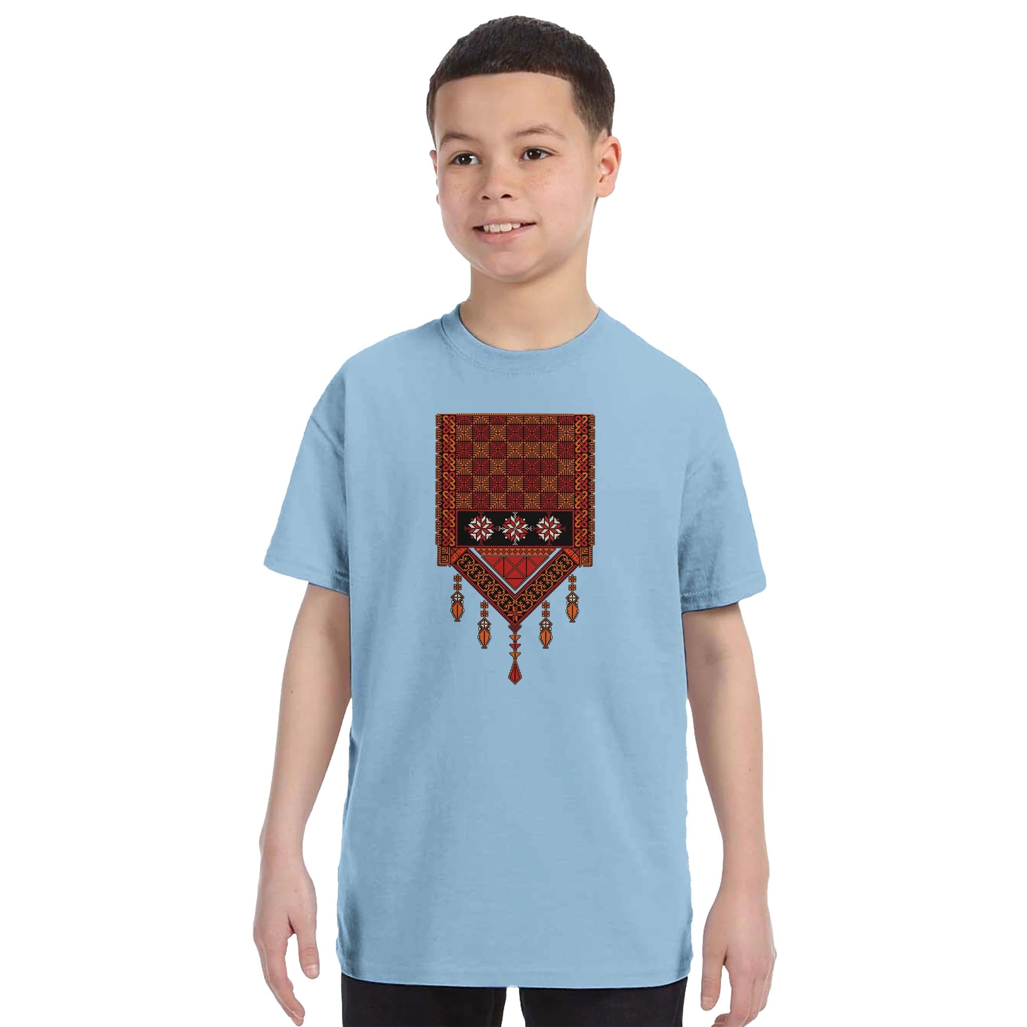 Support Palestinian Heritage with Our Kids Tatreez Crewneck T-shirt - The Kufiya ShopSupport Palestinian Heritage with Our Kids Tatreez Crewneck T-shirtPrint MaterialThe Kufiya StoreThe Kufiya Shop71ab1fc6 - 62c3 - 4700 - 9afe - 49d58f92772bSLight Blue2ceb5b36 - a706 - 434f - 8f77 - cdd2277aacce