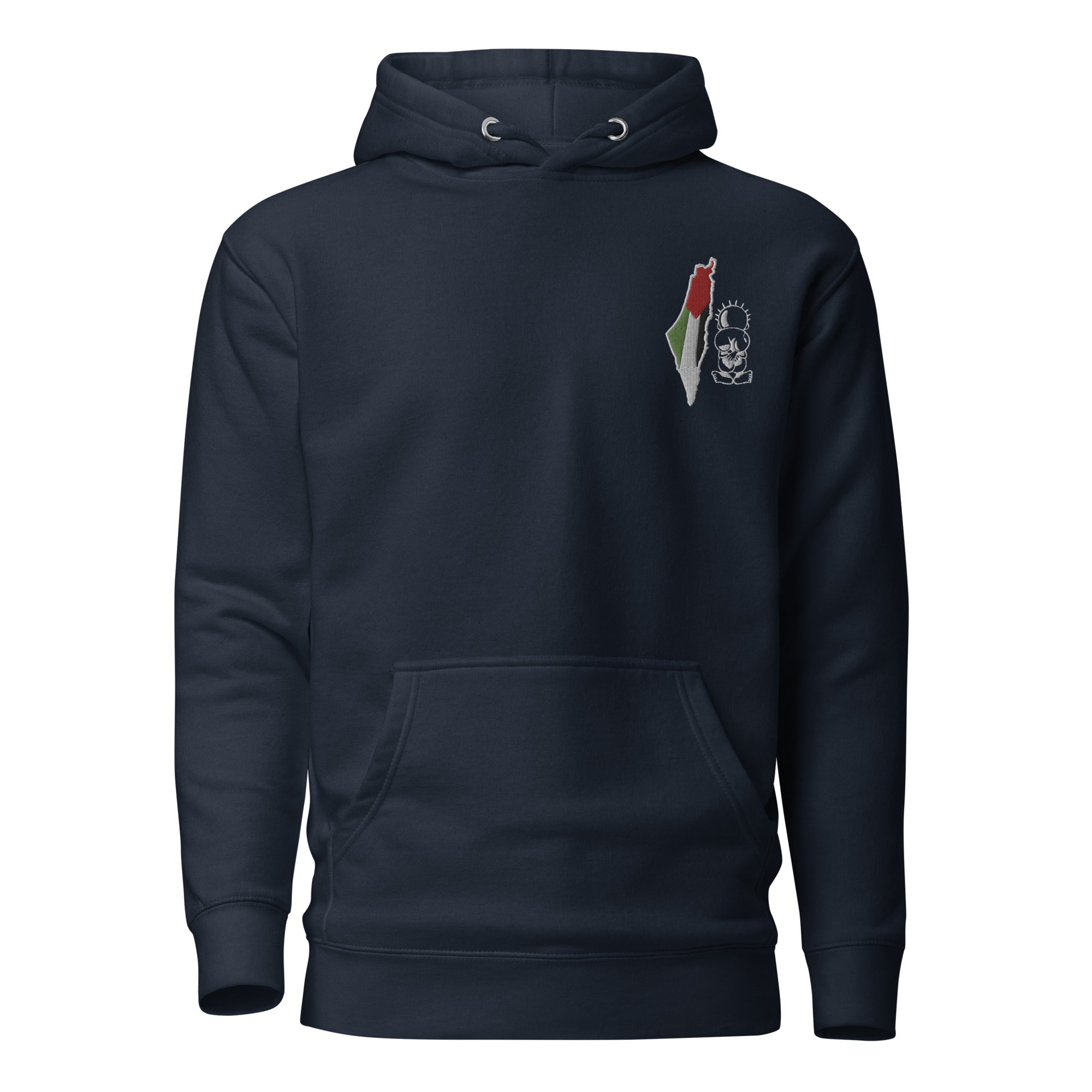 Unisex Palestine Map & Handala Embroidered Hoodie – Soft, Stylish & Iconic