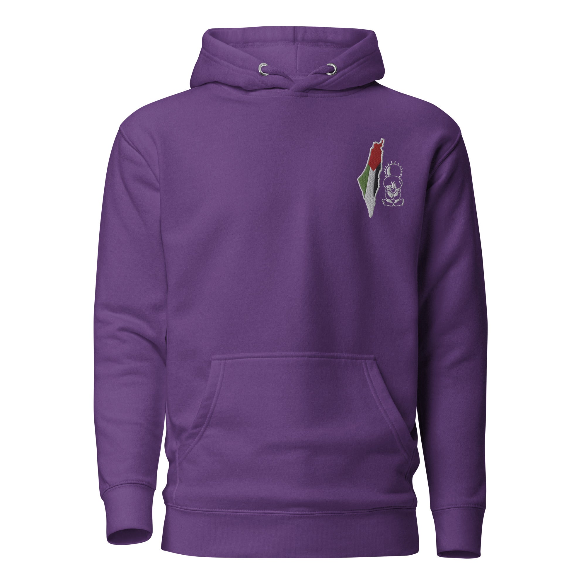 Unisex Palestine Map & Handala Embroidered Hoodie – Soft, Stylish & Iconic