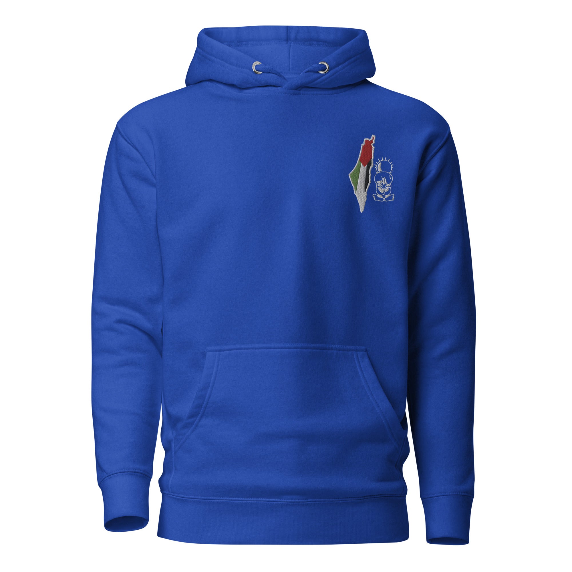 Unisex Palestine Map & Handala Embroidered Hoodie – Soft, Stylish & Iconic