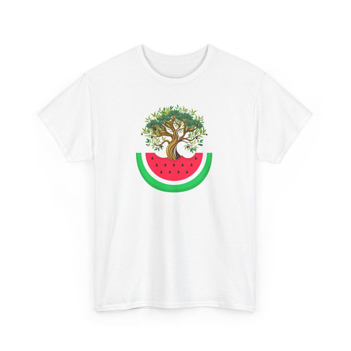 Watermelon & Olive Tree T-Shirt: A Taste of Palestine - The Kufiya ShopWatermelon & Olive Tree T-Shirt: A Taste of PalestineT-ShirtPrintifyThe Kufiya Shop23682273981249667525WhiteSWatermelon & Olive Tree T-Shirt: A Taste of Palestine