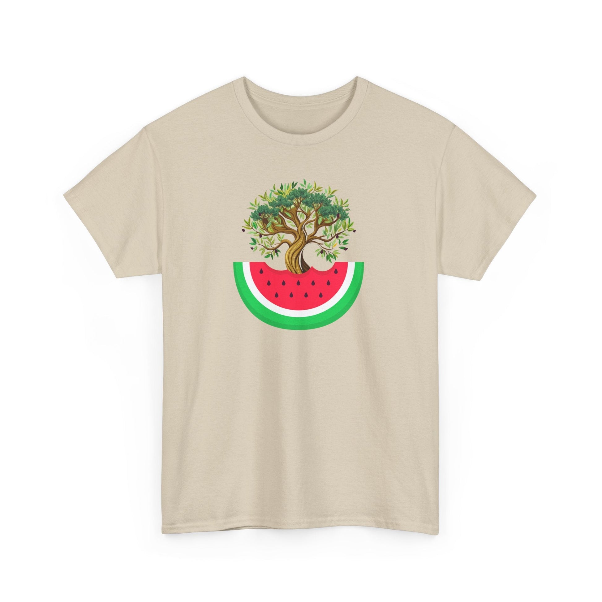 Watermelon & Olive Tree T-Shirt: A Taste of Palestine - The Kufiya ShopWatermelon & Olive Tree T-Shirt: A Taste of PalestineT-ShirtPrintifyThe Kufiya Shop85798571787392522431SandSWatermelon & Olive Tree T-Shirt: A Taste of Palestine