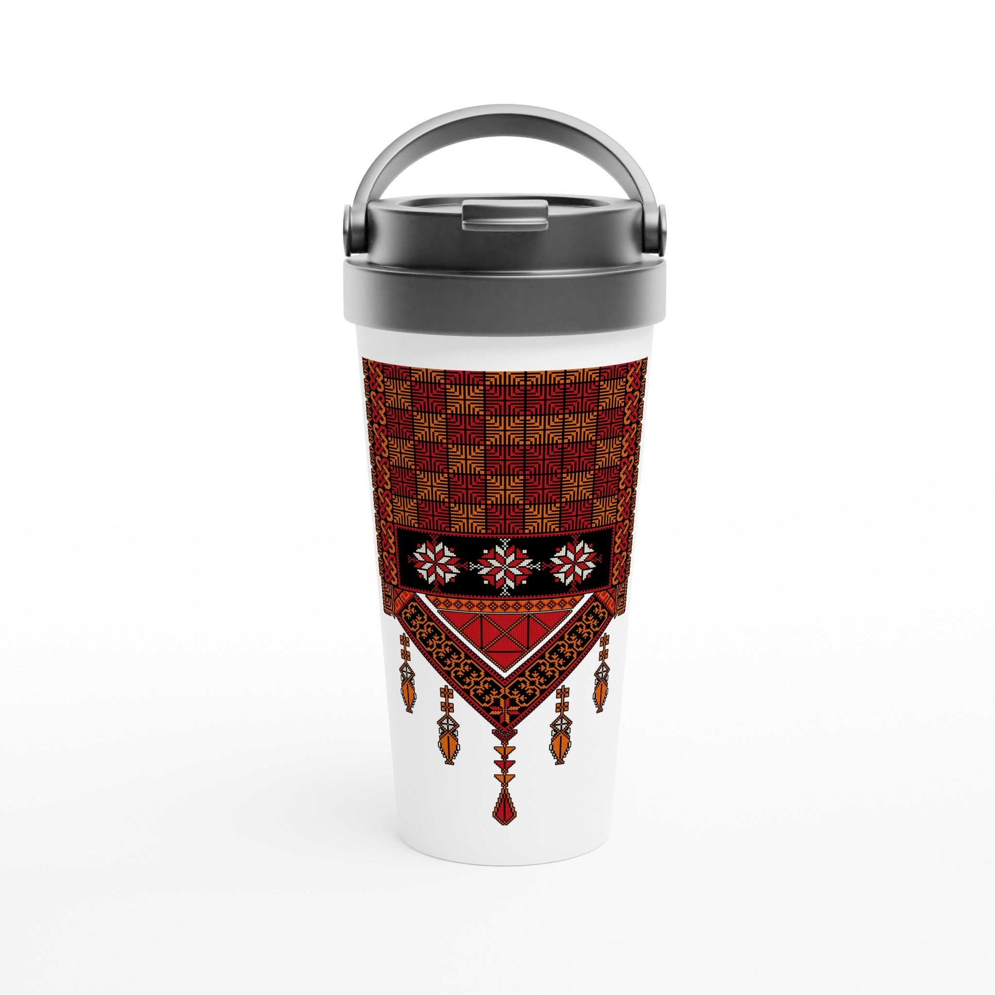 White Palestine Tatreez Design 15oz Stainless Steel Travel Mug - The Kufiya ShopWhite Palestine Tatreez Design 15oz Stainless Steel Travel MugPrint MaterialThe Kufiya StoreThe Kufiya Shop35d53ab6 - b9e8 - 4f39 - 9b2c - 7f64d875a1e48d50c820 - 4aff - 4040 - b51f - a77d33a8608e